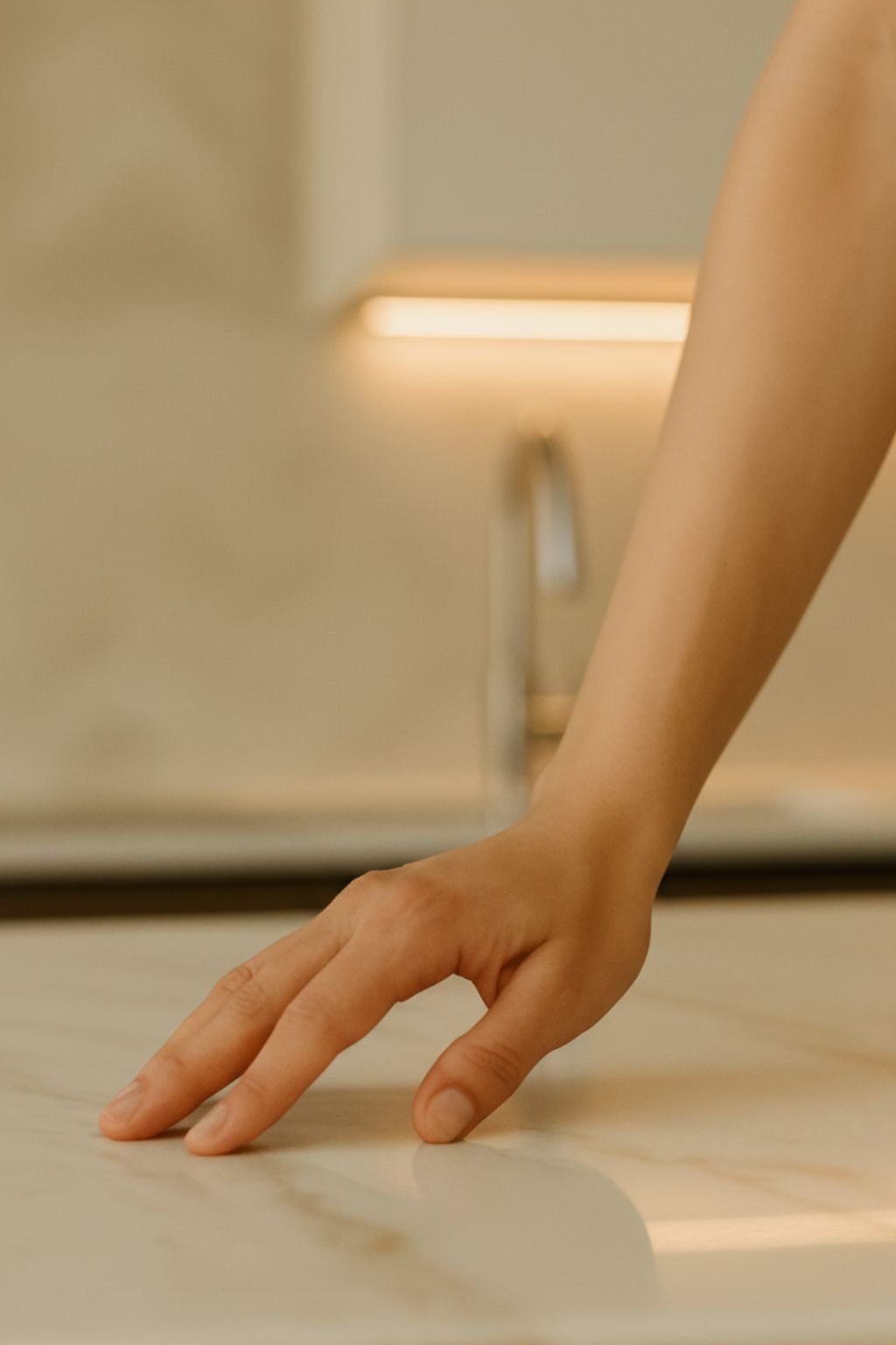 mano en una encimera premium de cocina